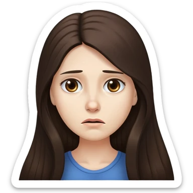 Very long hair Brunette with white skin worried  sticker
