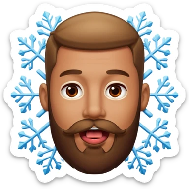 Guy with beard with snowflake on his tongue  sticker