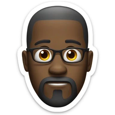 black man with a bald head, glasses, a beard, and a goatee scared of a monster. sticker