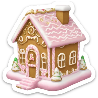 light pink and gold and white gingerbread house sticker
