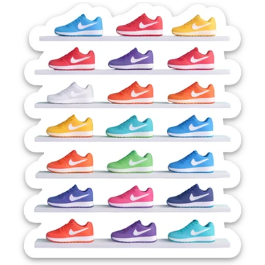 open shelf with neatly arranged Nike sneakers sticker
