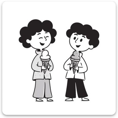 happy children with melting ice cream cones sticker