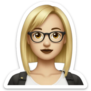 Young white brunette woman with glasses and septum piercing with bangs and blonde dip dye sticker