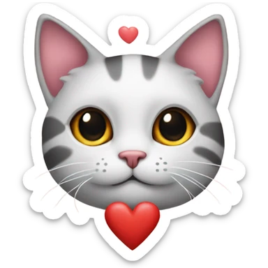 cat with hearts and letter V sticker