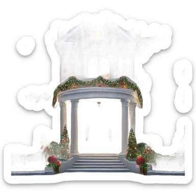 very large mansion decorated with fancy Christmas lights and lots of Fancy christmas decorations sticker