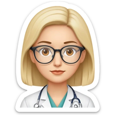 A fair-skinned doctor wearing glasses sticker