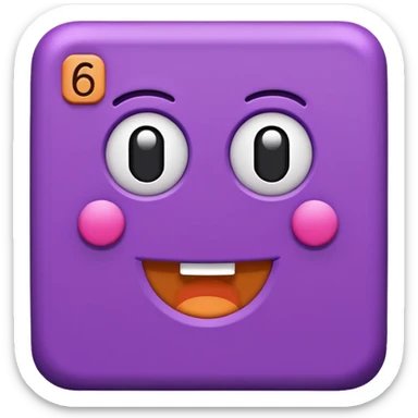 Purple square shaped character with a means it's numberblocks six sticker