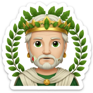 evil ancient greek king with toga wreath of leaves on head sticker