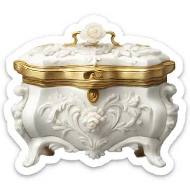 Vintage rococo white jewelry box sticker