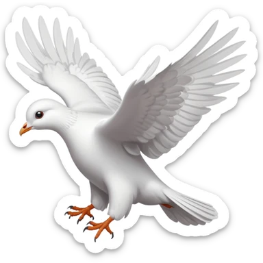 white pigeon flying from top sticker