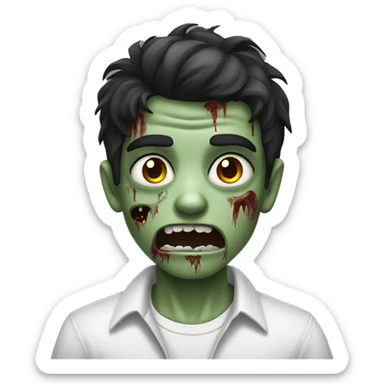 teen boy zombie with dark hair and white shirt sticker