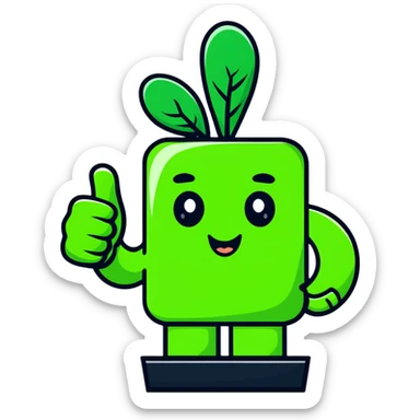 hand with green thumb giving thumbs up, representing gardening skill sticker