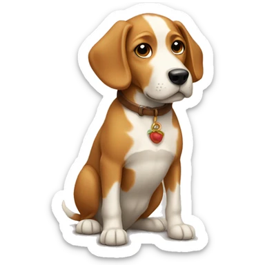 Dog wearing a Tuscan  sticker