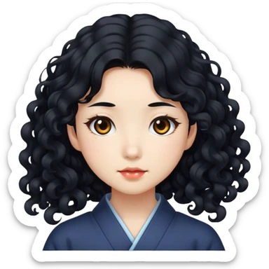 Japanese girl with long curly hair sticker