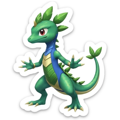 Shiny Aural Kecleon-Sceptile-Greninja-Fakémon-fusion (full body) sticker