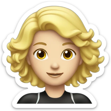 female diver in black rubber wetsuit and blond hair underwater sticker