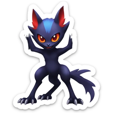 Edgy Cool Kawaii Litten-Noibat-Absol-Pokémon Full Body sticker