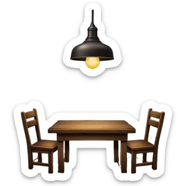 A dark room  with old table and over light  sticker