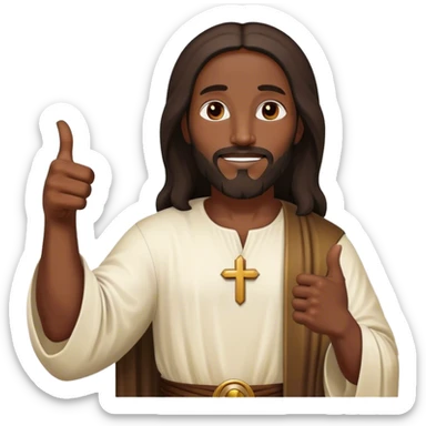 Black Jesus with a thumbs up sticker