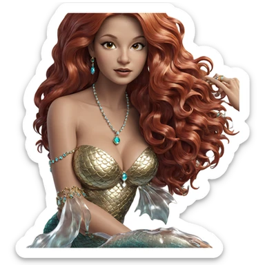 realistic mermaid with jewelry sticker