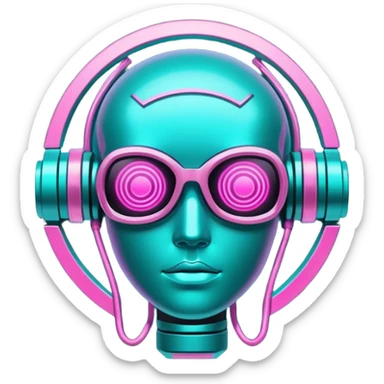neon cyberpunk-themed icon representing ingenuity sticker