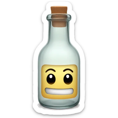 glass bottle with message sticker