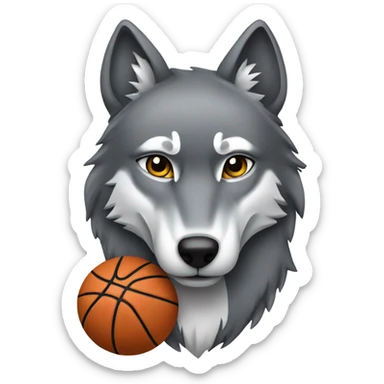 Grey wolf with basketball sticker
