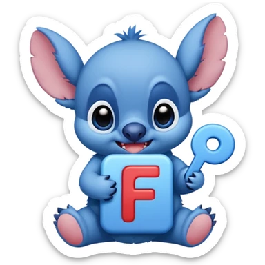 Cute Stitch with the alphabet f sticker