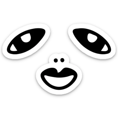 A symmetrical face with two large eyes and a pair of lips in the middle, arranged in a row (👁️👄👁️) sticker