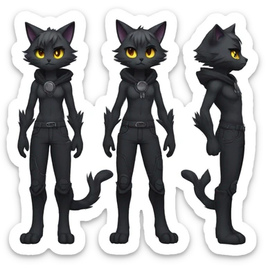 Anthro Dark Edgy Cool Shy Grumpy FurSona Cat Fakemon Full Body sticker