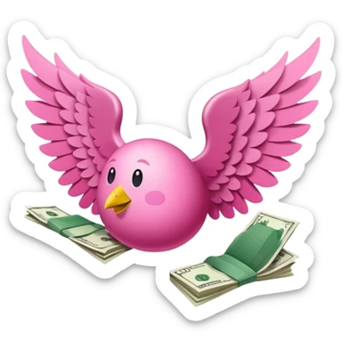 cash with wings pink sticker