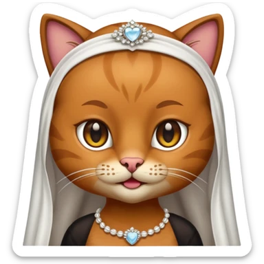 brown cat bride sticker