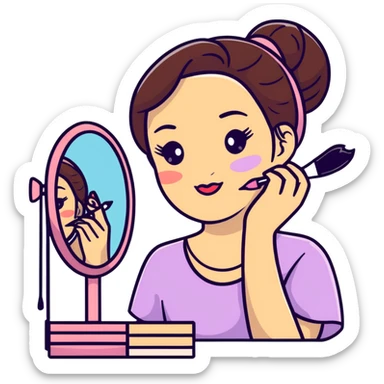 chica maquillándose sticker