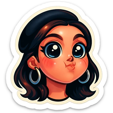 Transform only the face from the provided photo into a Telegram sticker style with big expressive eyes, simple shapes, soft shadows, a white border, transparent background, cartoon-like appearance, and no contour outline. Focus solely on the face, excluding any background or body. sticker