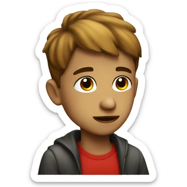 thoughtful boy with red accents sticker