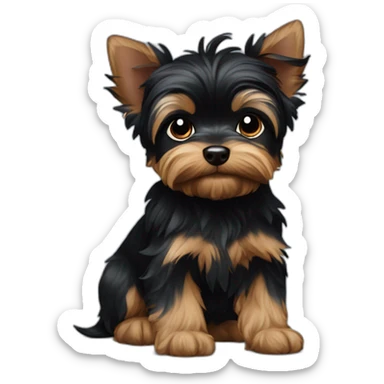 black puppy yorkshire terrier sticker