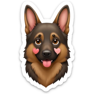 cartoon style dark German Shepherd dog with its tongue hanging out long sticker