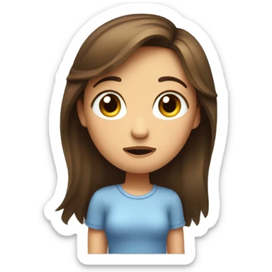 Girl with brown hair giving side eye and scratching head sticker