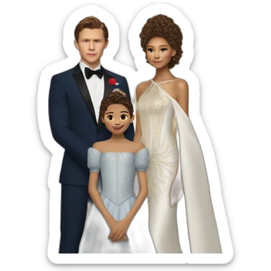 Zendaya with tom holland as a royal family sticker
