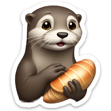 Otter holding clam sticker