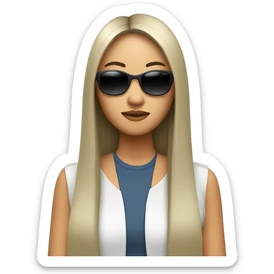 An Asian woman with long straight hair wearing sunglasses sticker
