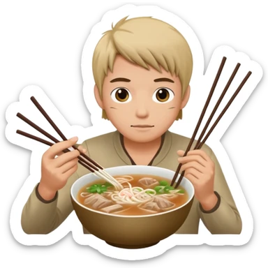 can you generate me a avatar of a male eating a bowl of pho? make it more anime sticker