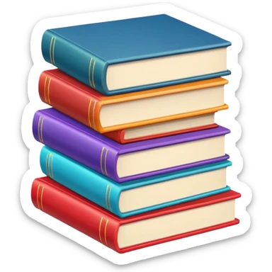 stack of books, simple, clear, no text sticker