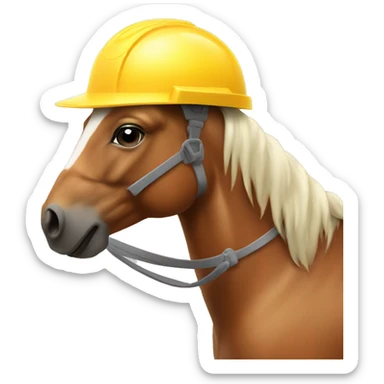 horse wearing a construction helmet sticker