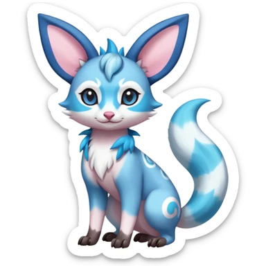 Rare realistic cute adorable epic aesthetic colorful Amaura-Sylveon-Glaceon-Civet-Genet-species-Fakemon-hybrid-creature, with markings, full body sticker