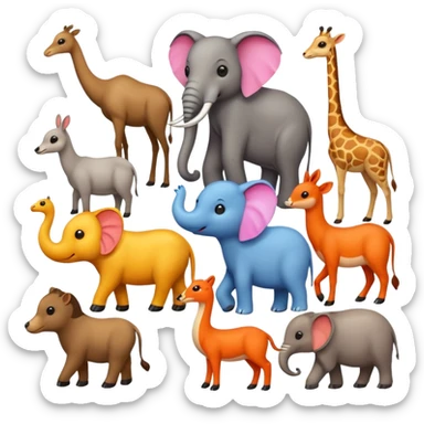 group of various animals emoji sticker