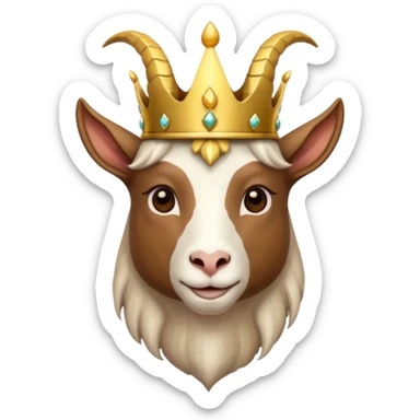 a goat with a king crown sticker