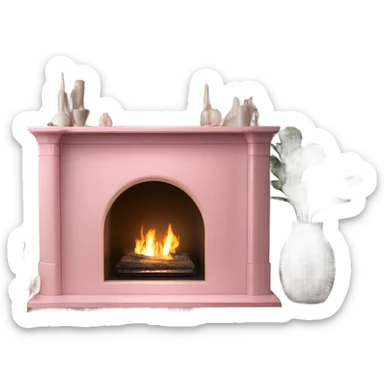 Pink fireplace sticker