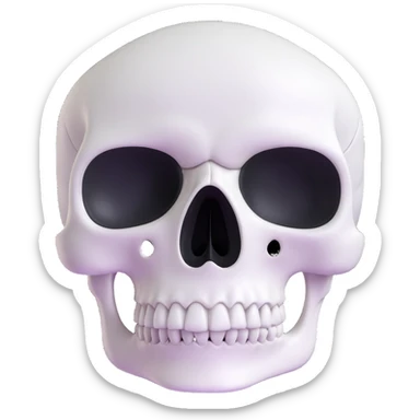 white skull, clean and smooth, detailed features like eye sockets, nasal cavity, and teeth sticker