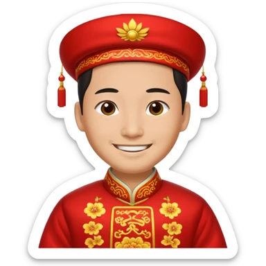 Chinese groom, traditional, culture of chinese, smiley on face. sticker